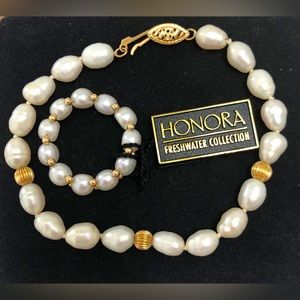 Honora Freshwater Pearls Collection 14k gold 3.1mm. Bracelet and Ring 1.8mm NWT
